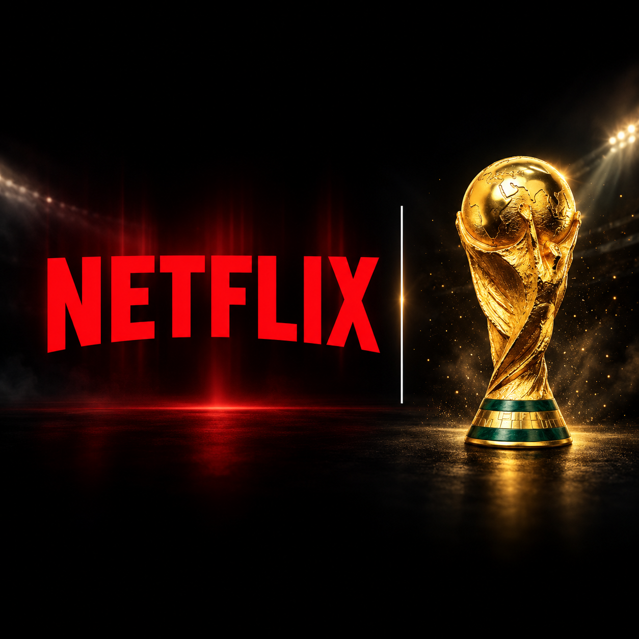 Logotipo de Netflix junto a la copa del Mundial de la FIFA
