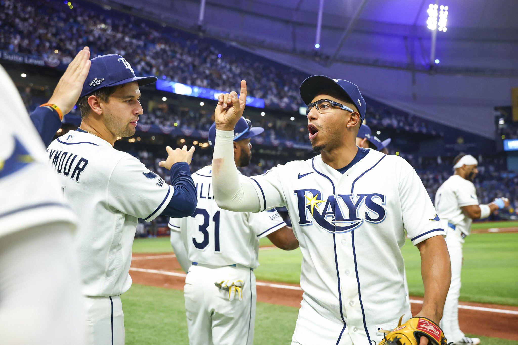 Tampa Bay Rays durante el Juego 2 de la Serie Divisional de la Liga Americana ante los Yankees de Nueva York